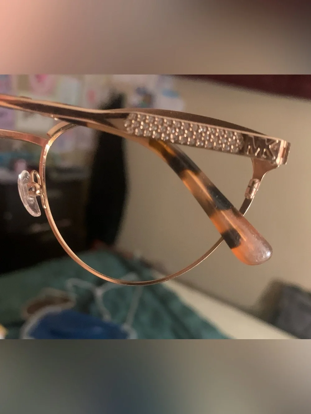 Michael Kors Rose Gold Rhinestone Metal Glasses Frames MK 1108 Cat Eye 55-17